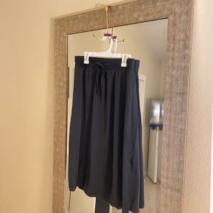 Black Satin Skirt with Slit